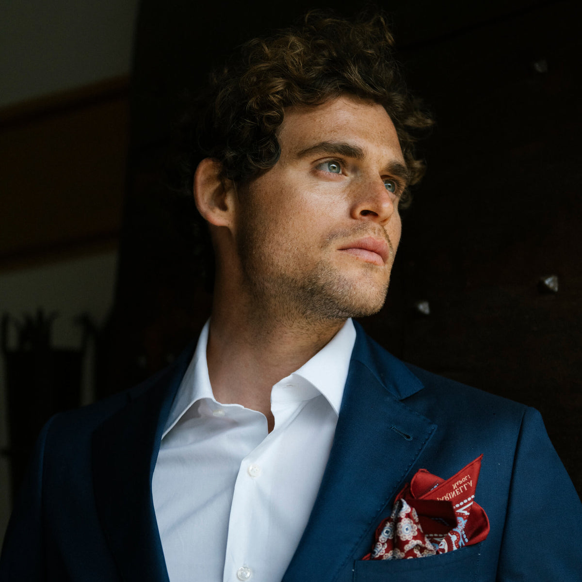 Abito Uomo Fazzoletto Per Giacca Abito Blu Pochette Per Giacca