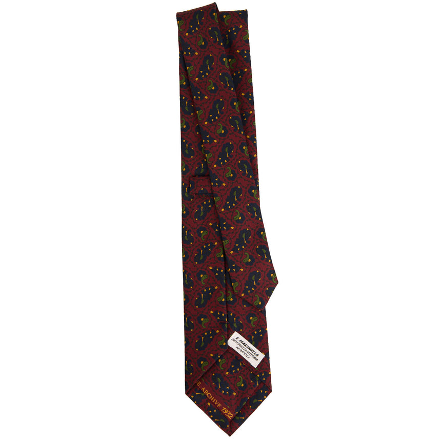 CRAVATTA SARTORIALE IN SETA STAMPATA BORDEAUX