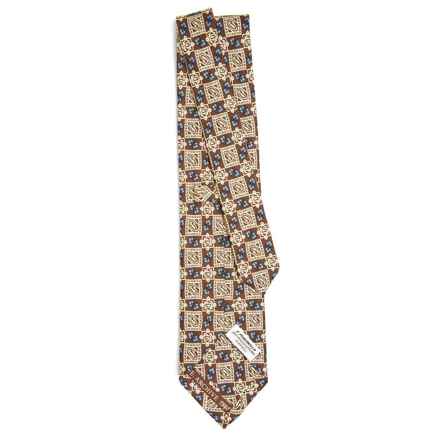 DARK BROWN SARTORIAL PRINTED SILK TIE