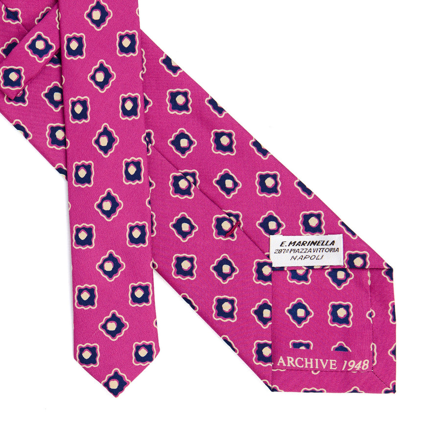 CRAVATTA SARTORIALE IN SETA STAMPATA FUCSIA