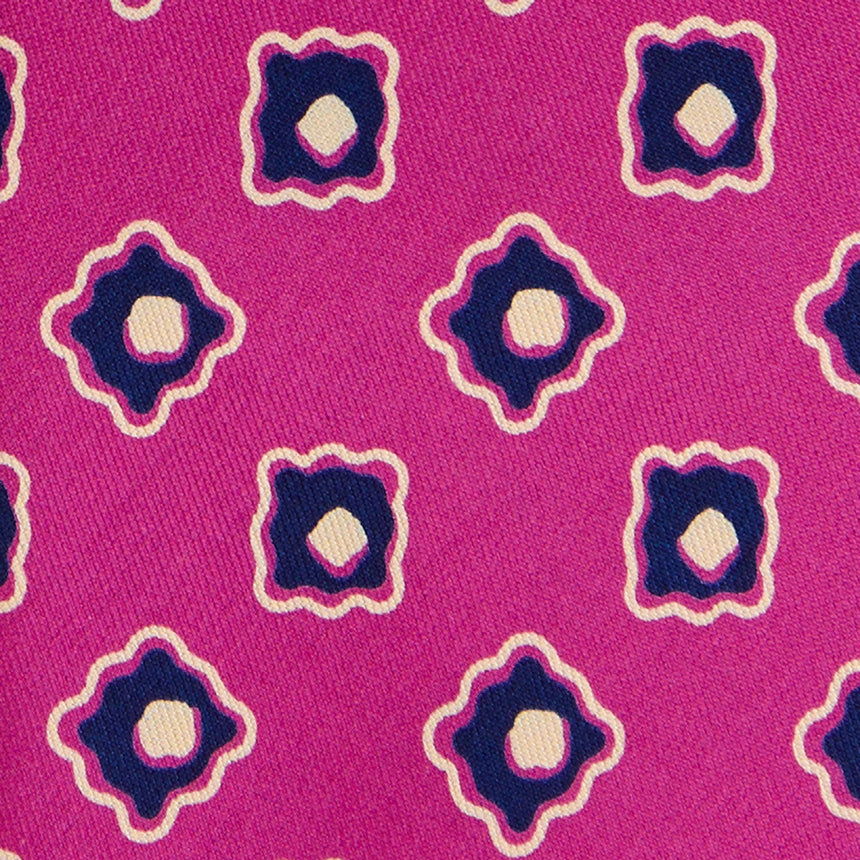 CRAVATTA SARTORIALE IN SETA STAMPATA FUCSIA
