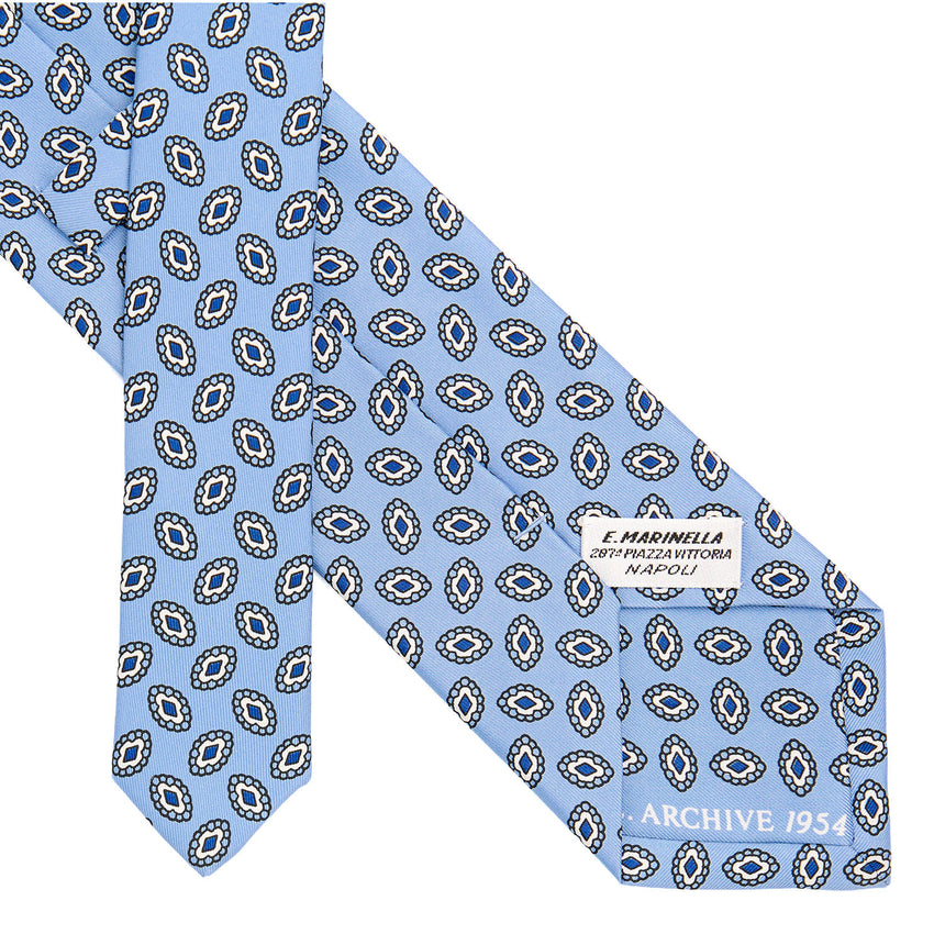 LIGHT BLUE SARTORIAL PRINTED SILK TIE