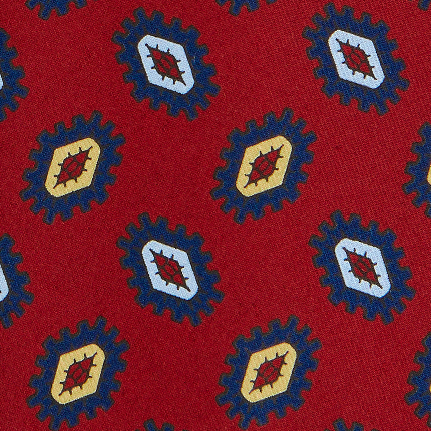 RED SARTORIAL PRINTED SILK TIE