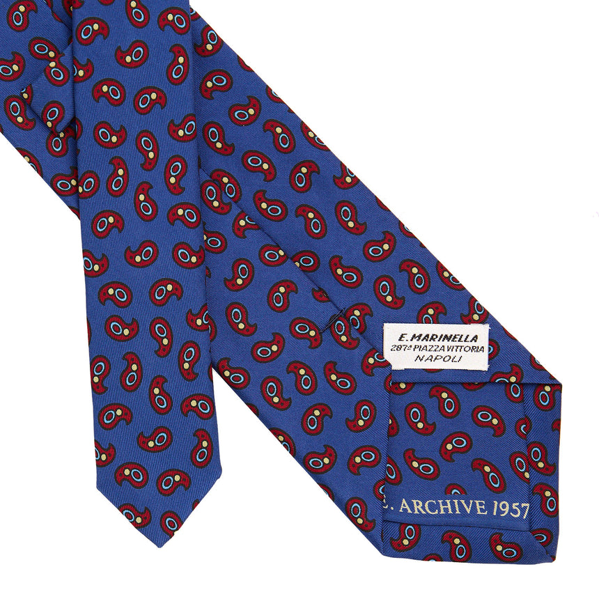 CRAVATTA SARTORIALE IN SETA STAMPATA BLUETTE