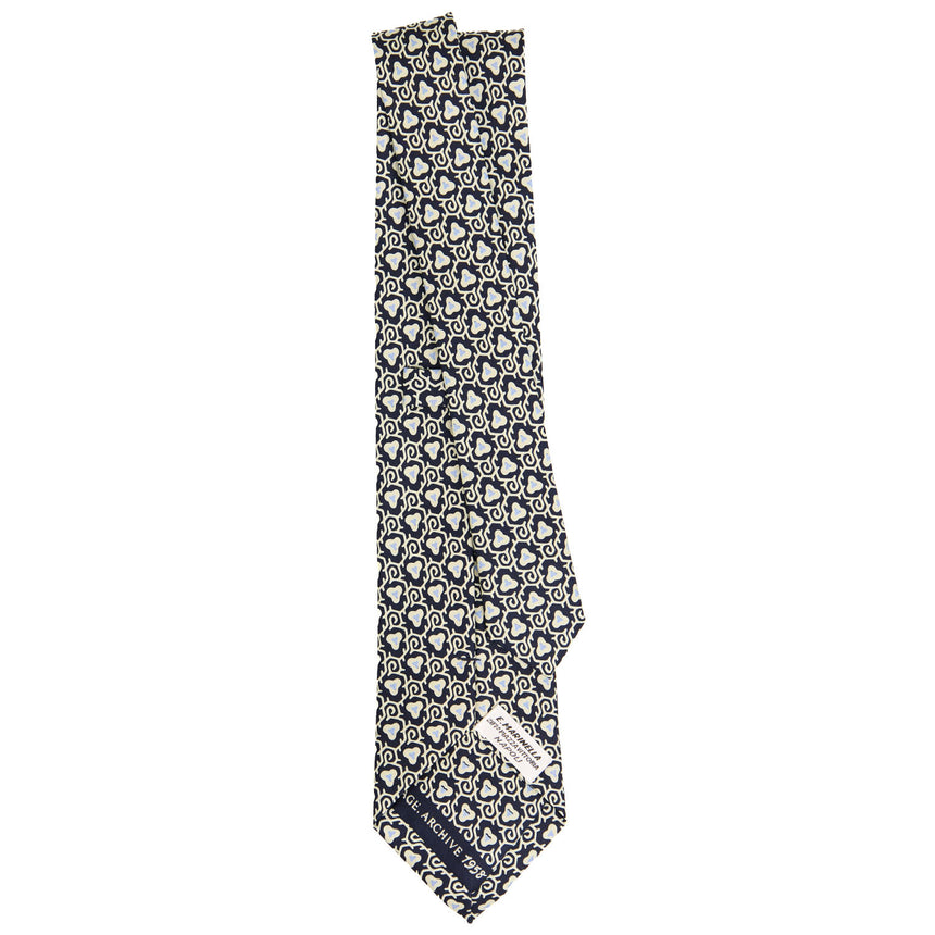 DARK BLUE SARTORIAL PRINTED SILK TIE