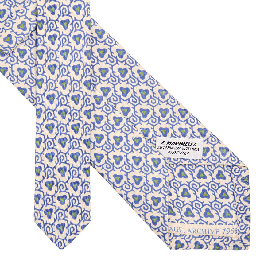 WHITE SARTORIAL PRINTED SILK TIE