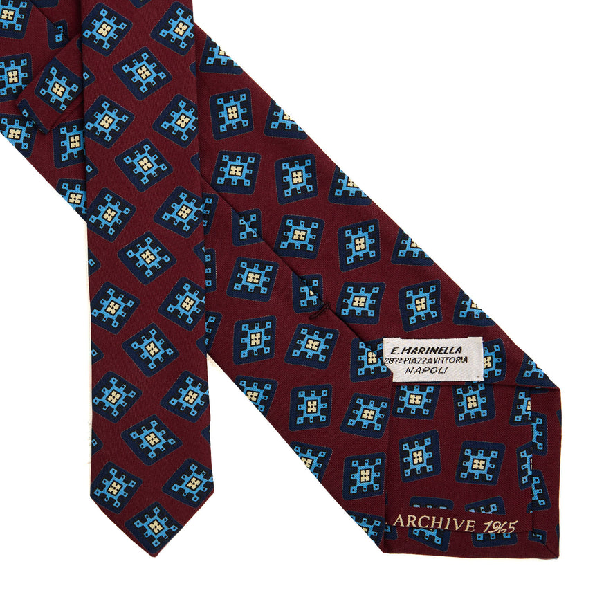 CRAVATTA SARTORIALE IN SETA STAMPATA BORDEAUX