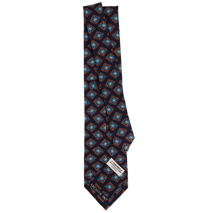 CRAVATTA SARTORIALE IN SETA STAMPATA BLU