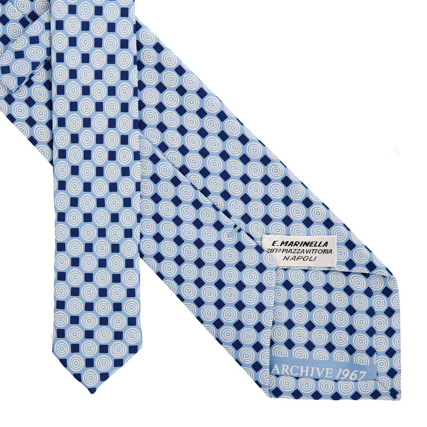 CRAVATTA SARTORIALE IN SETA STAMPATA AZZURRA