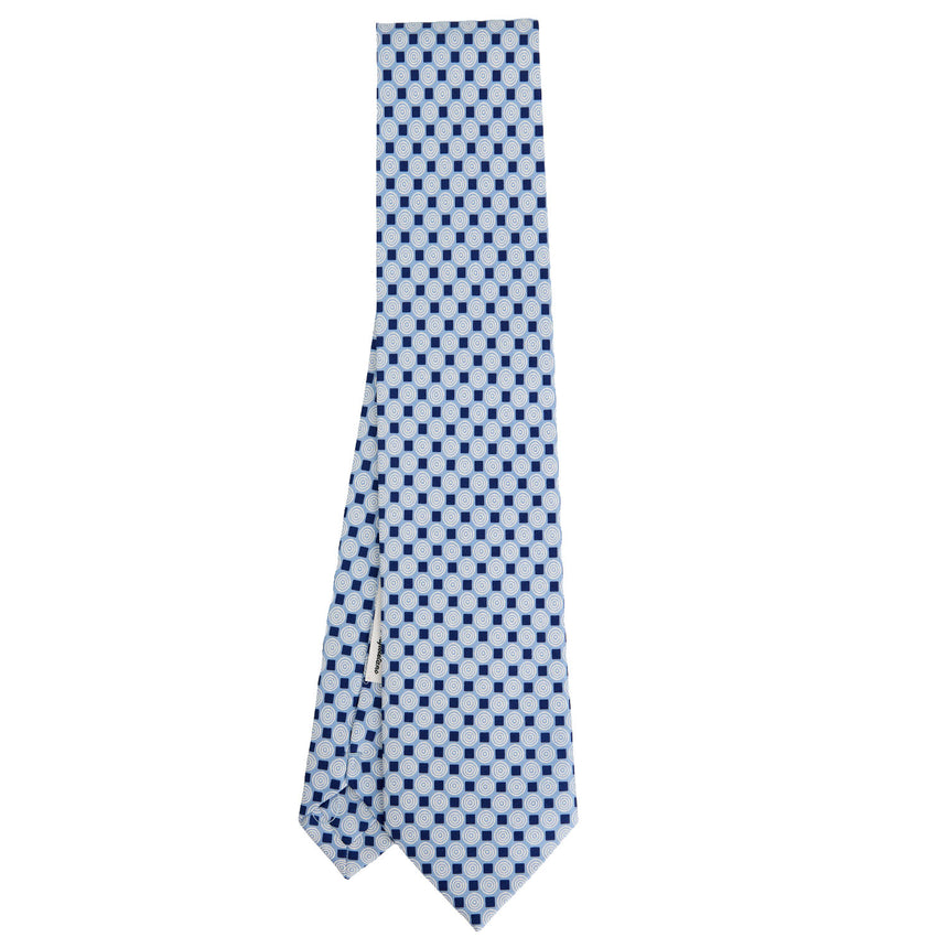 CRAVATTA SARTORIALE IN SETA STAMPATA AZZURRA