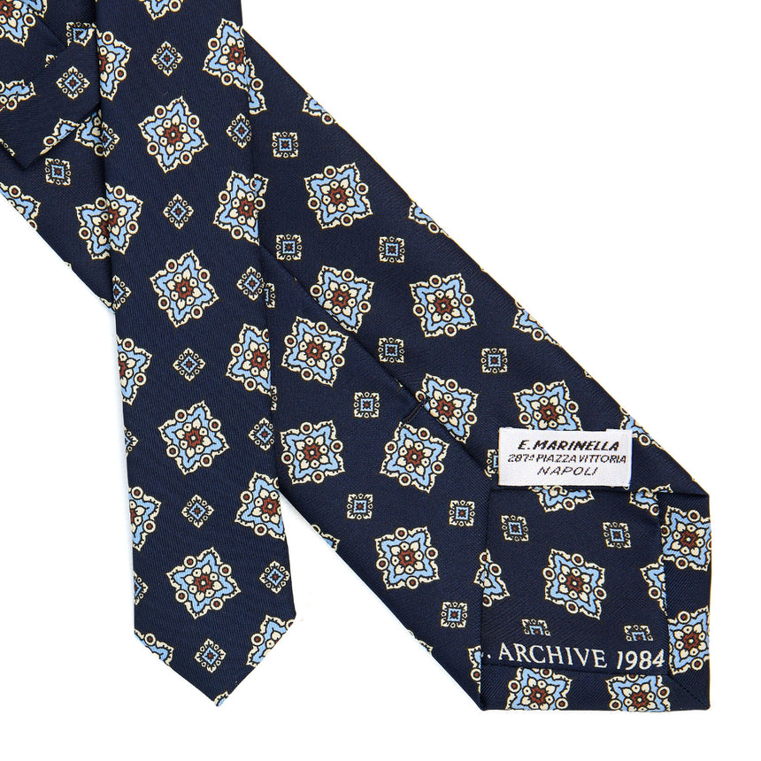 DARK BLUE SARTORIAL PRINTED SILK TIE