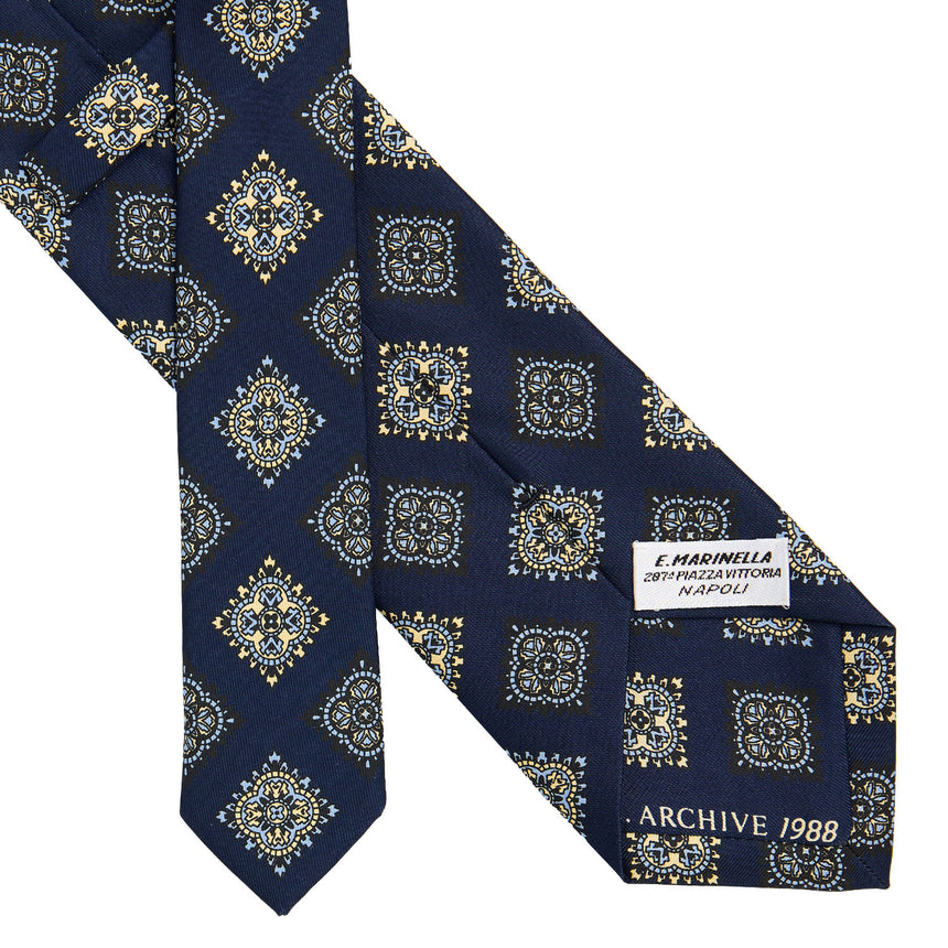 DARK BLUE SARTORIAL PRINTED SILK TIE