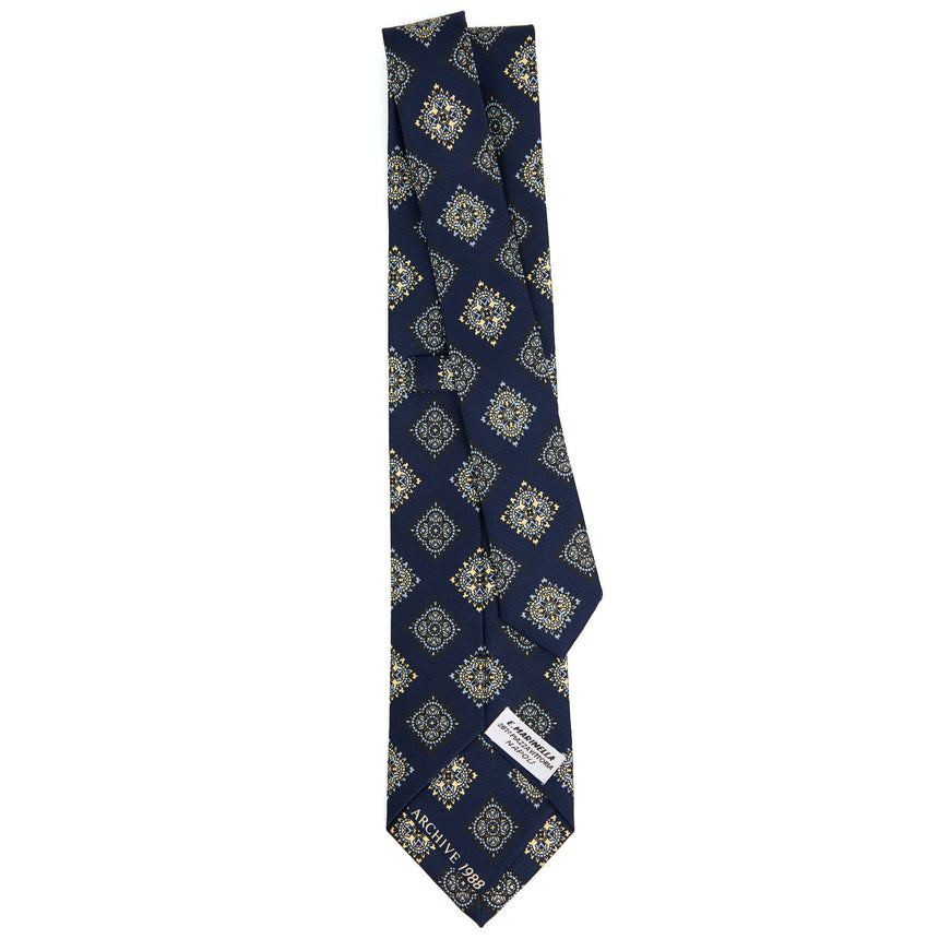 DARK BLUE SARTORIAL PRINTED SILK TIE