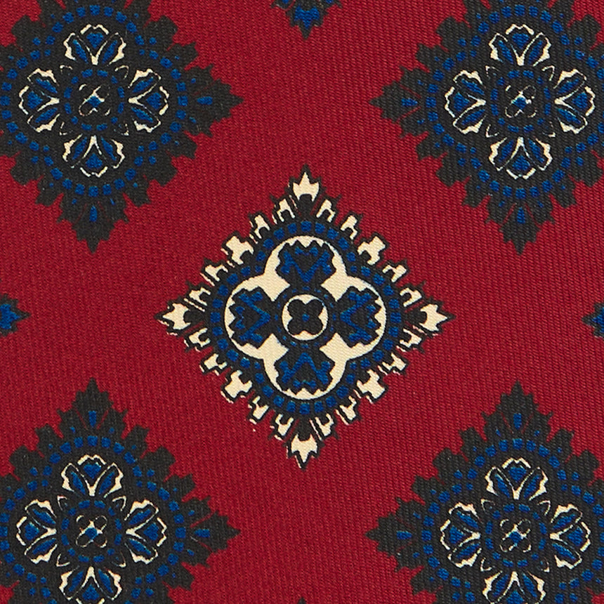 BURGUNDY SARTORIAL PRINTED SILK TIE