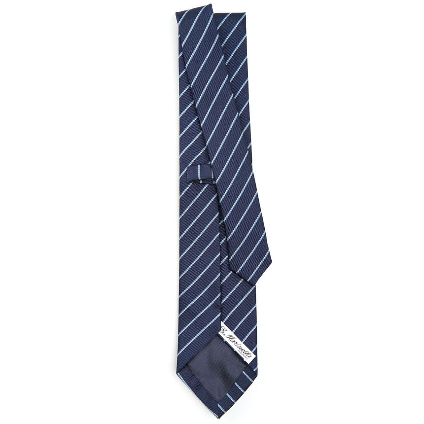 CRAVATTA RIGATA IN SETA BLU SCURO