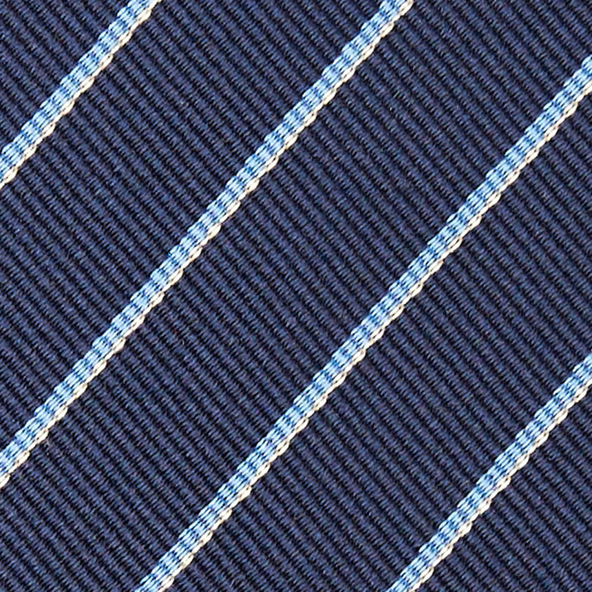 CRAVATTA RIGATA IN SETA BLU SCURO