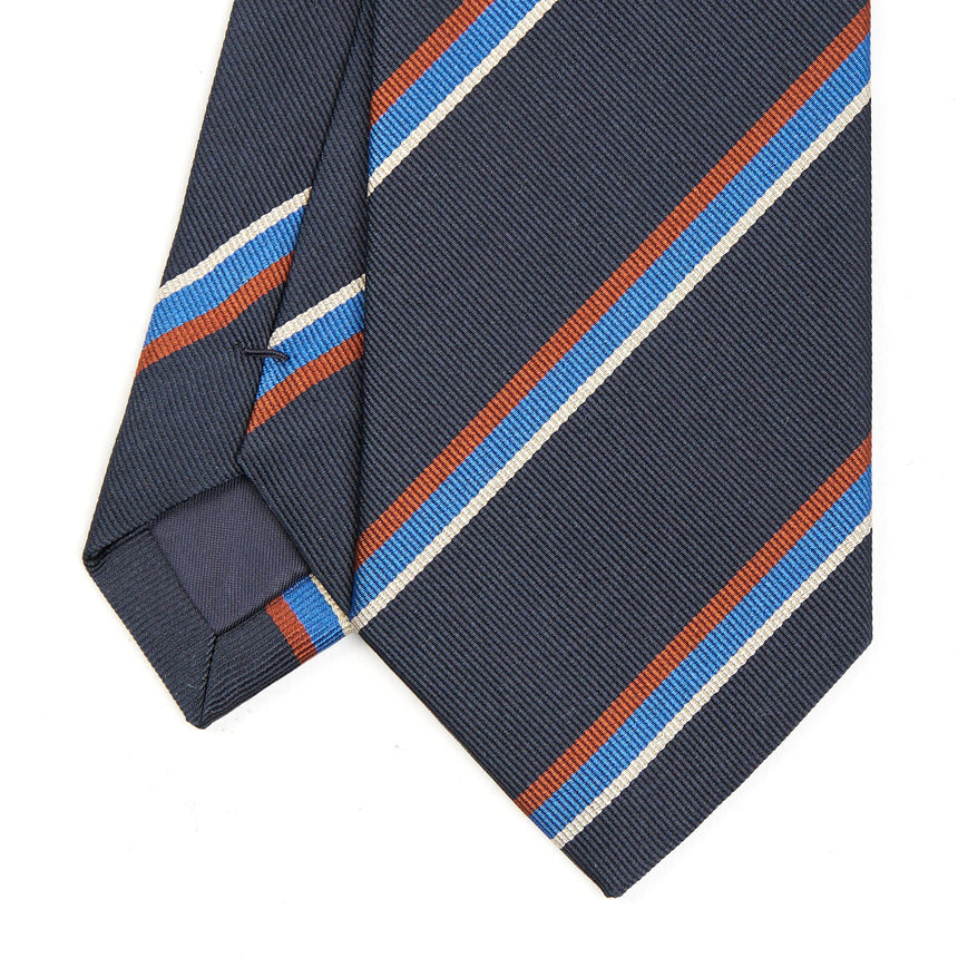 CRAVATTA REGIMENTAL IN SETA BLU SCURO