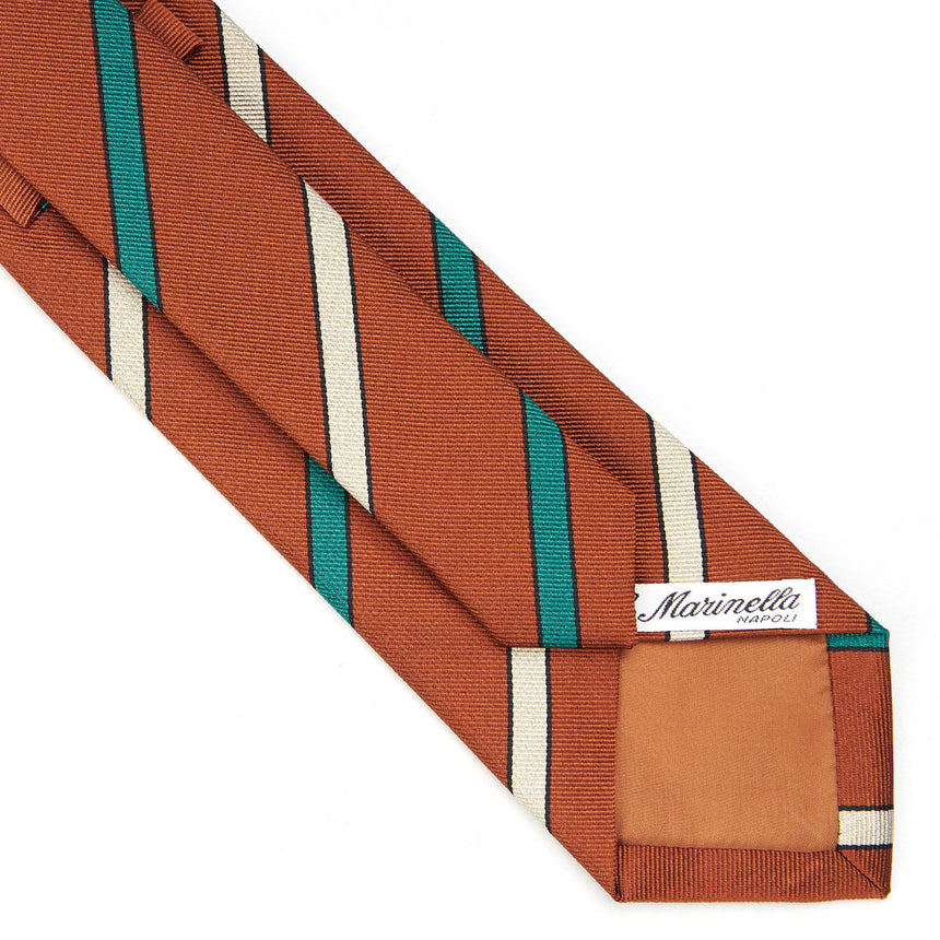 CRAVATTA REGIMENTAL IN SETA MARRONE CHIARO