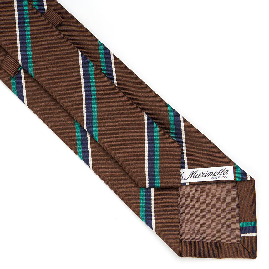 CRAVATTA REGIMENTAL IN SETA MARRONE SCURO