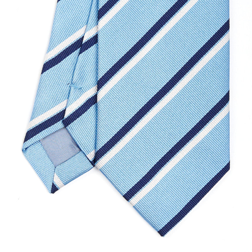 CRAVATTA REGIMENTAL IN SETA AZZURRA