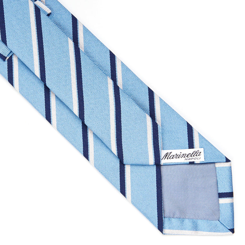 CRAVATTA REGIMENTAL IN SETA AZZURRA