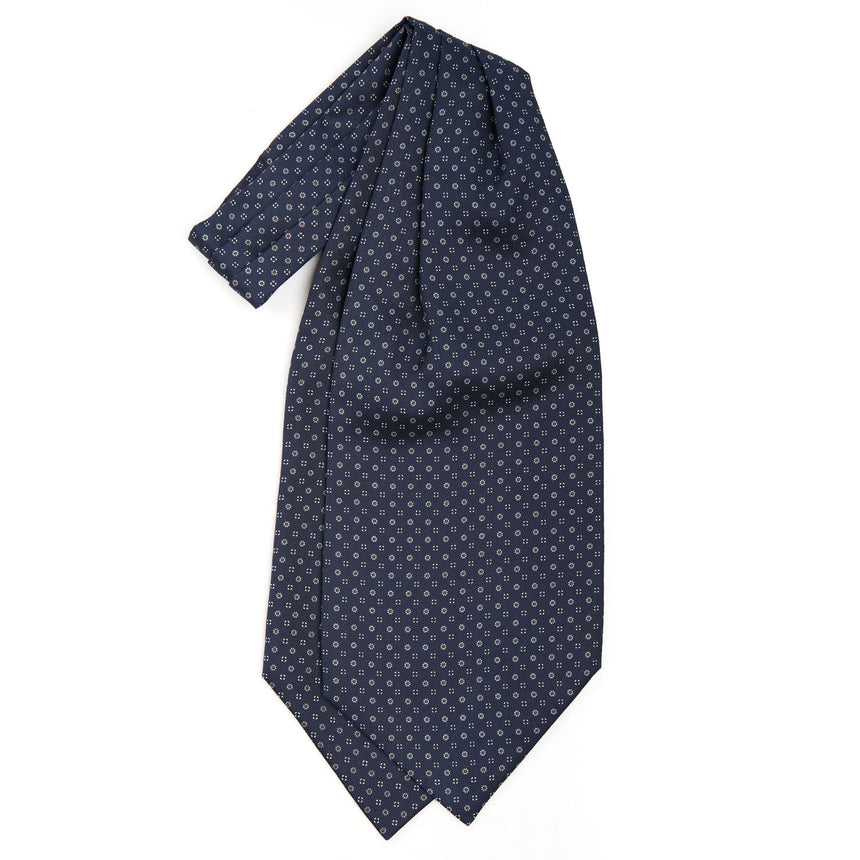 DARK BLUE SILK ASCOT TIE