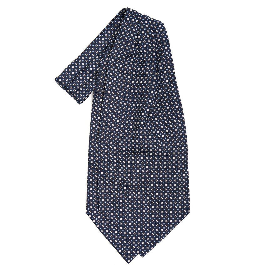 DARK BLUE SILK ASCOT TIE