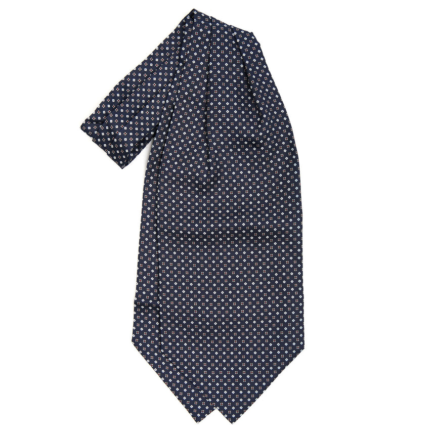 DARK BLUE SILK ASCOT TIE