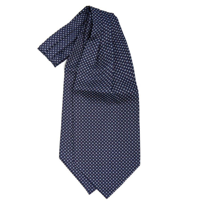 DARK BLUE SILK ASCOT TIE