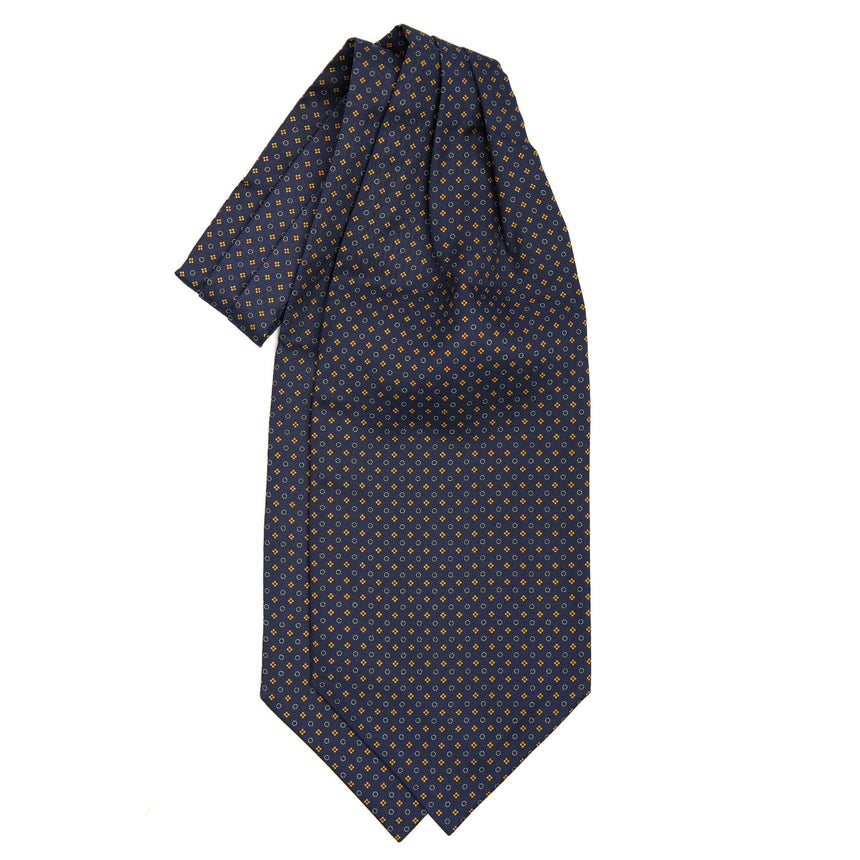 DARK BLUE SILK ASCOT TIE