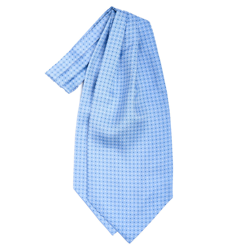 light_blue_silk_ascot_tie_small_flower_pattern_fabric_pattern_detail