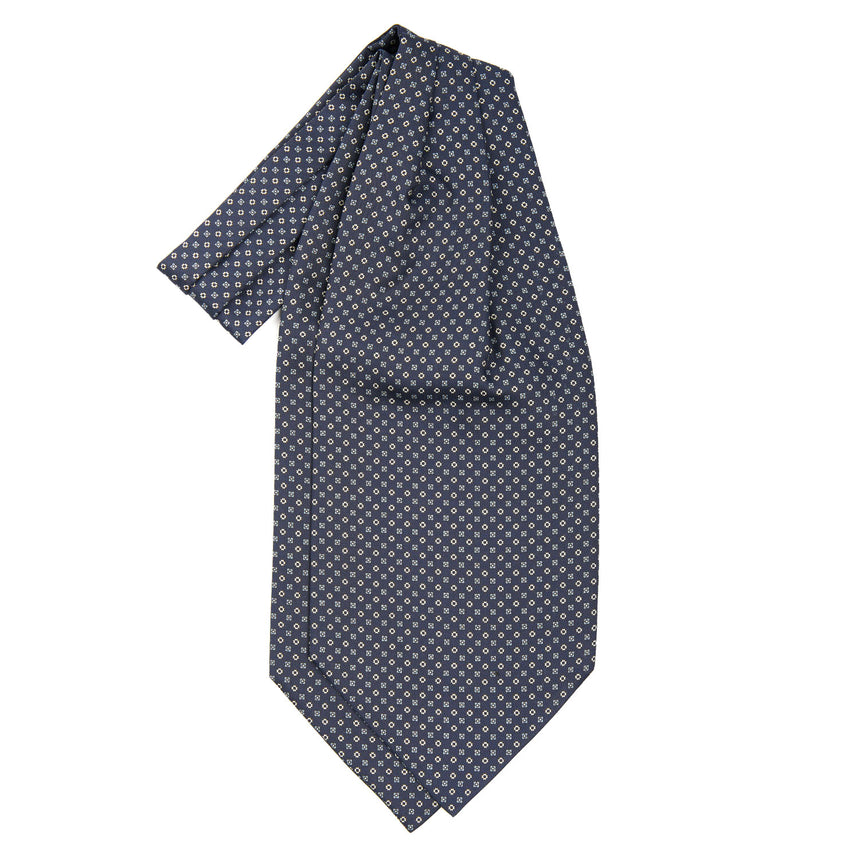 DARK BLUE SILK ASCOT TIE