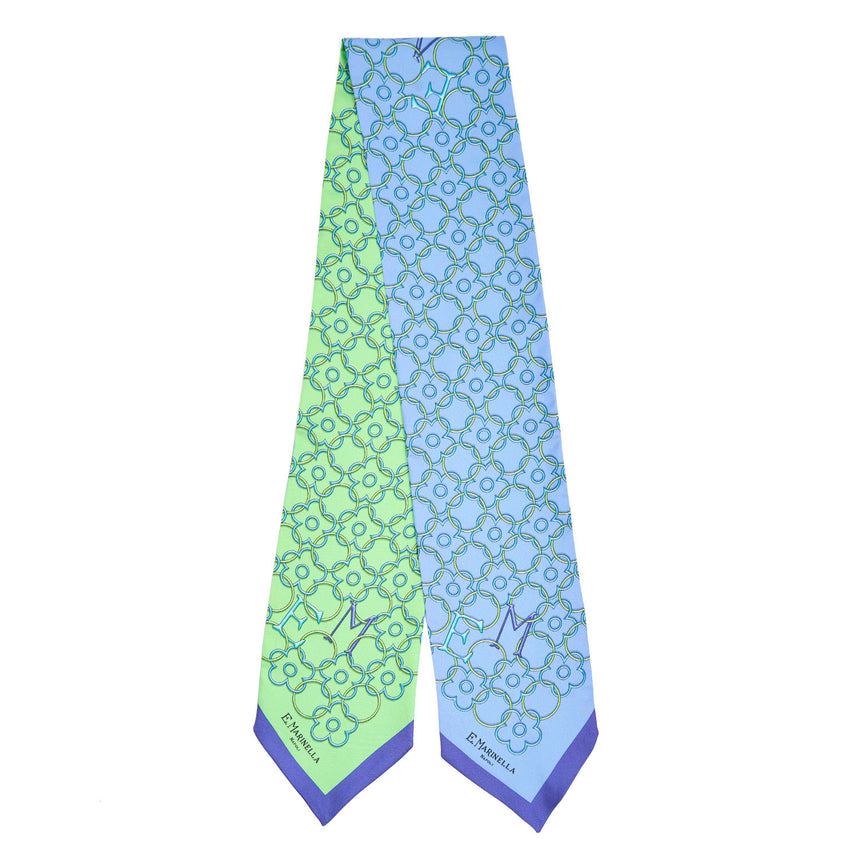 BANDEAUX IN SETA AZZURRO E VERDE