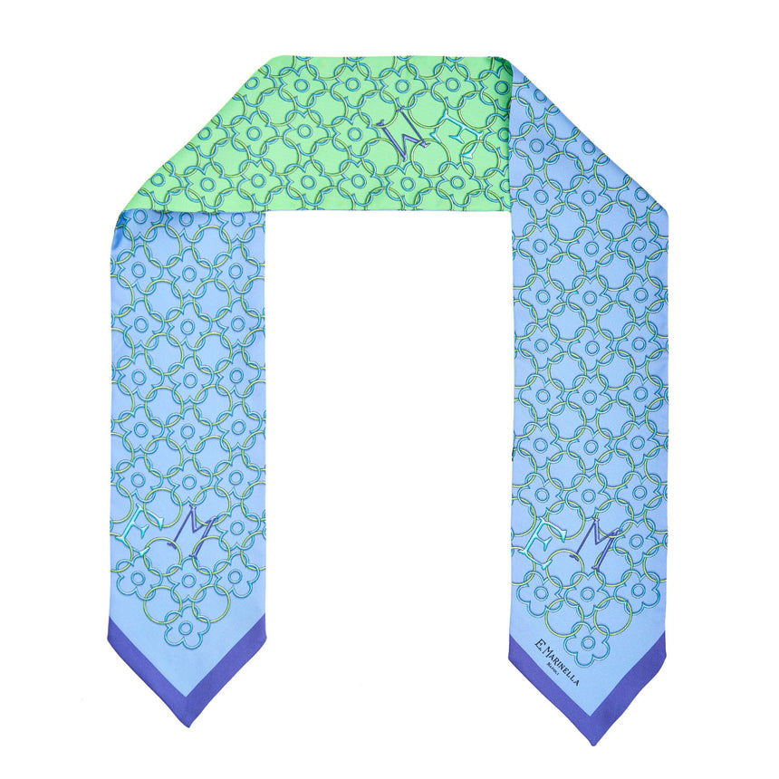 BANDEAUX IN SETA AZZURRO E VERDE