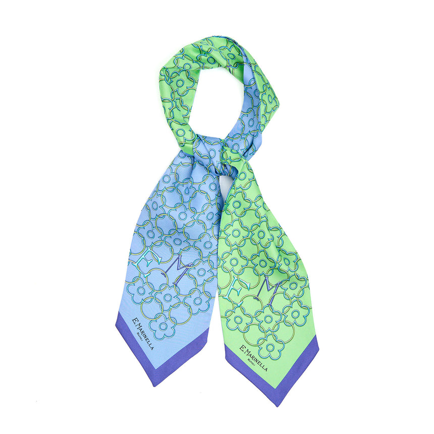 BANDEAUX IN SETA AZZURRO E VERDE