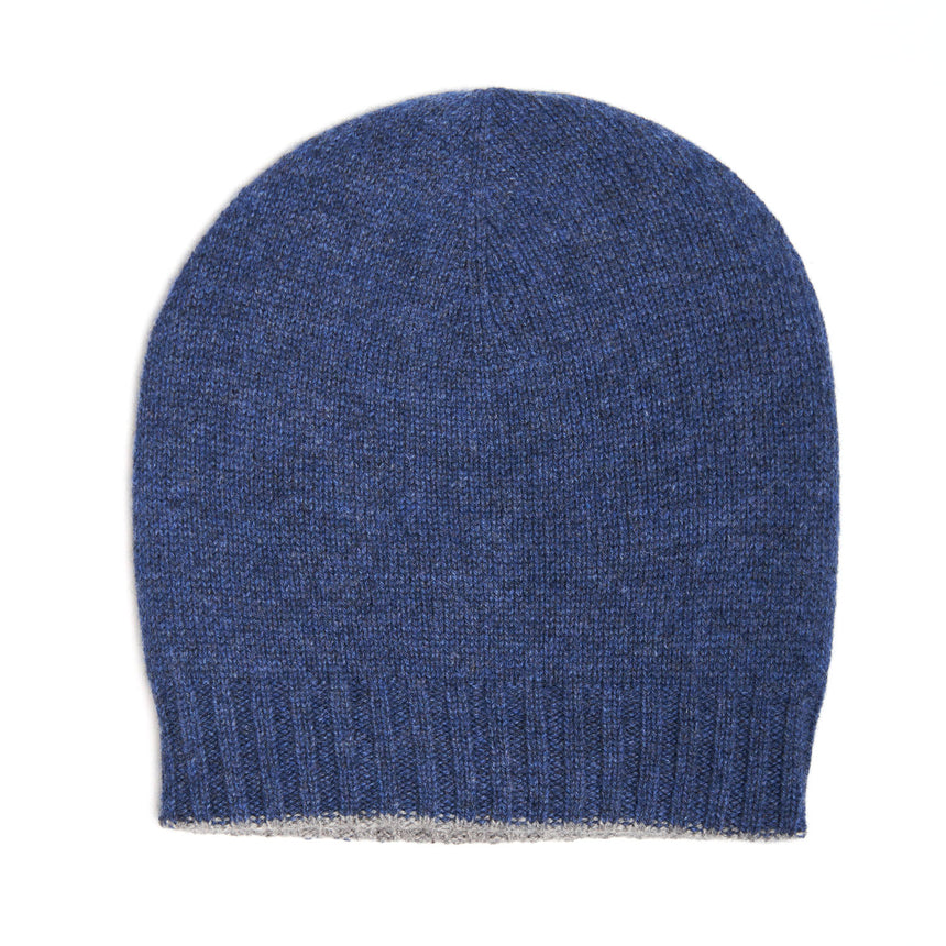 BLUE AND GREY BICOLOR BEANIE