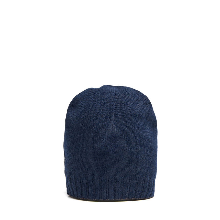 DARK BLUE AND LIGHT BROWN BICOLOR BEANIE