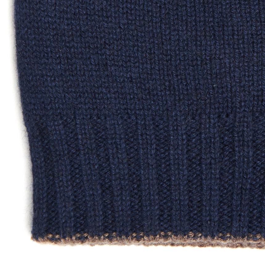 DARK BLUE AND LIGHT BROWN BICOLOR BEANIE
