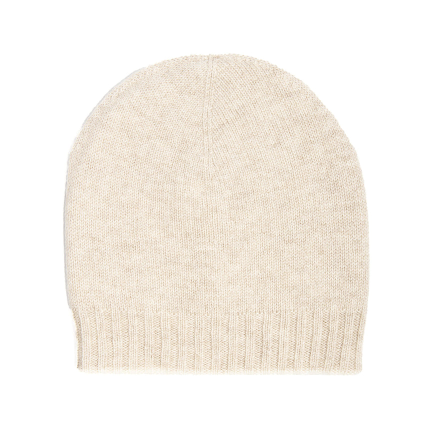 BEIGE AND WHITE BICOLOR BEANIE
