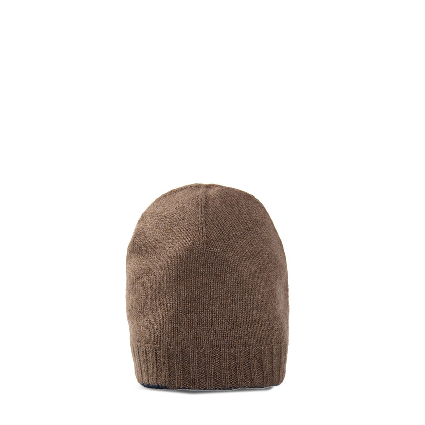 BROWN AND DARK BLUE BICOLOR BEANIE