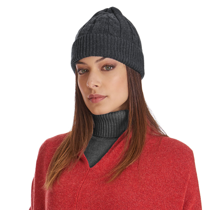 DARK GREY BRAID BEANIE