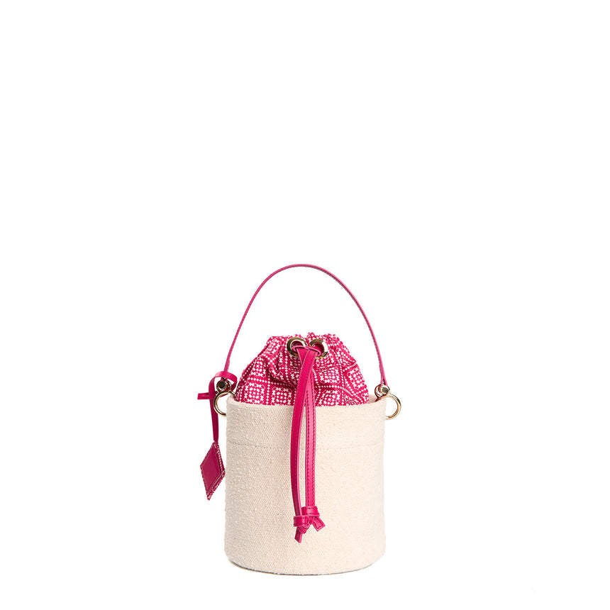 CESTINO IN SETA E CANVAS FUCSIA