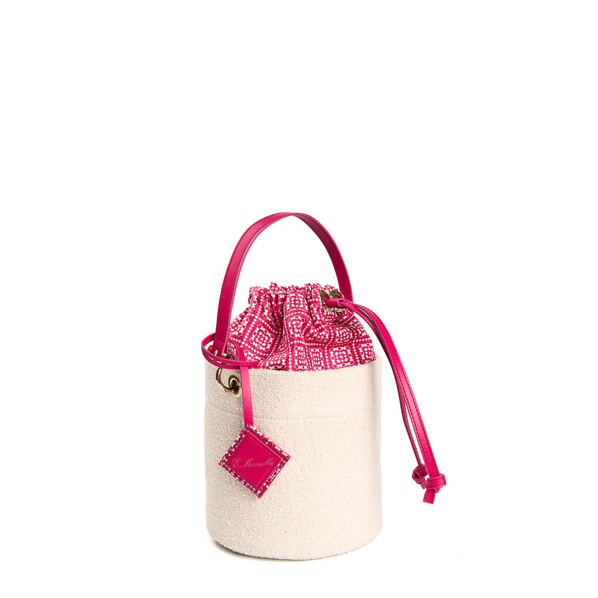 CESTINO IN SETA E CANVAS FUCSIA