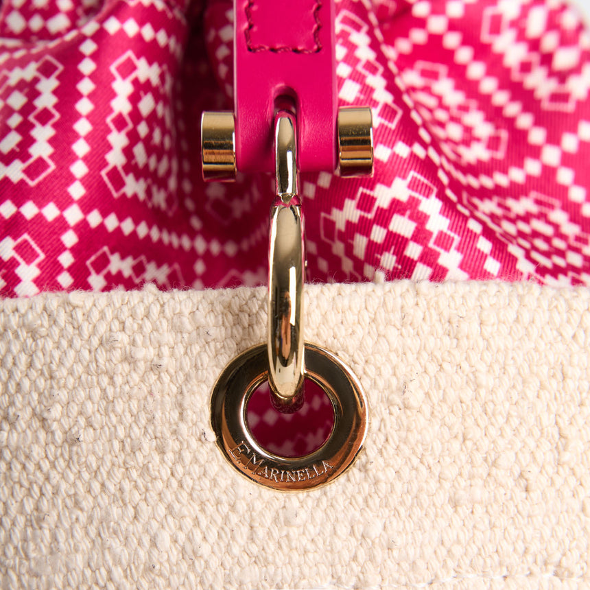 CESTINO IN SETA E CANVAS FUCSIA