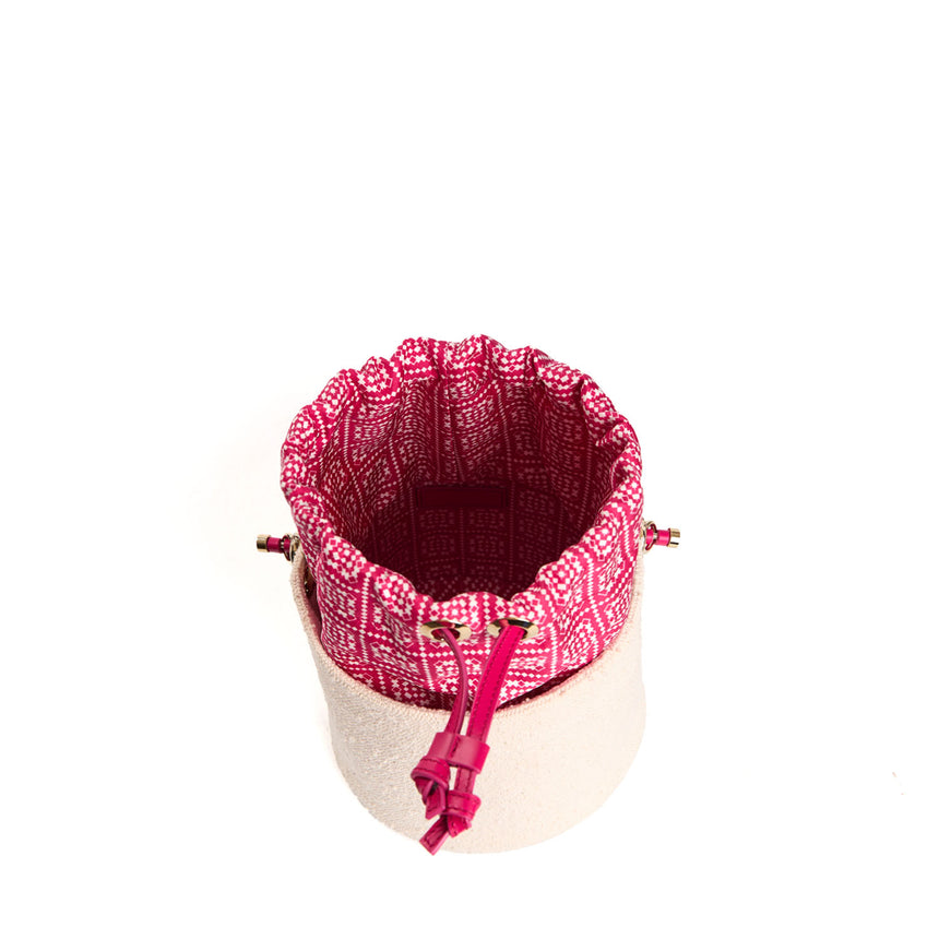 CESTINO IN SETA E CANVAS FUCSIA