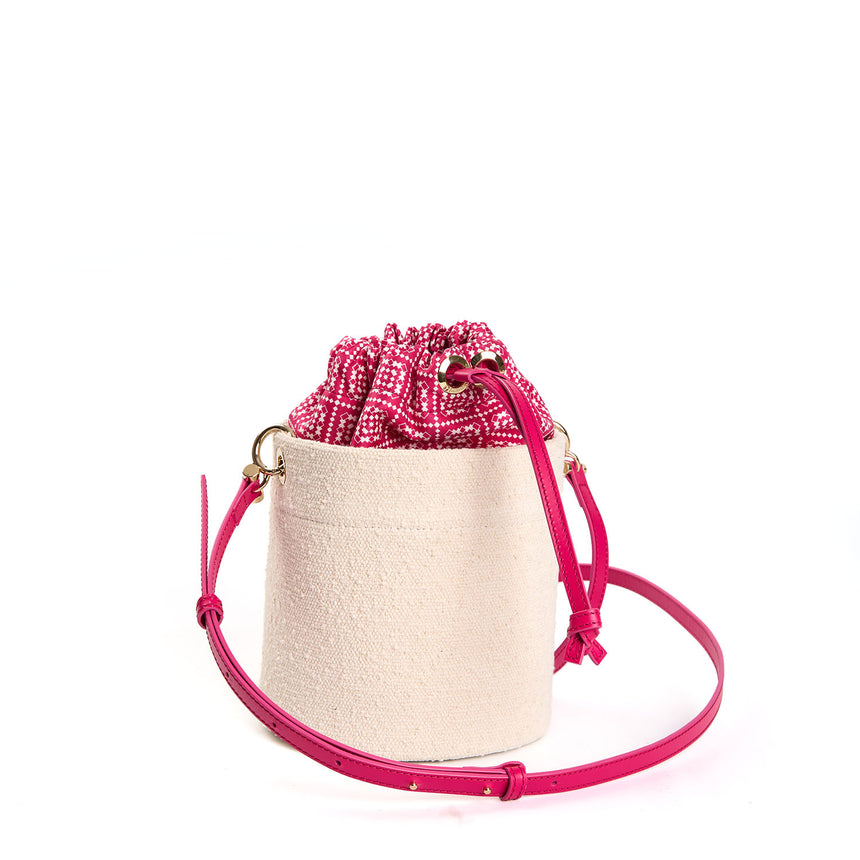 CESTINO IN SETA E CANVAS FUCSIA