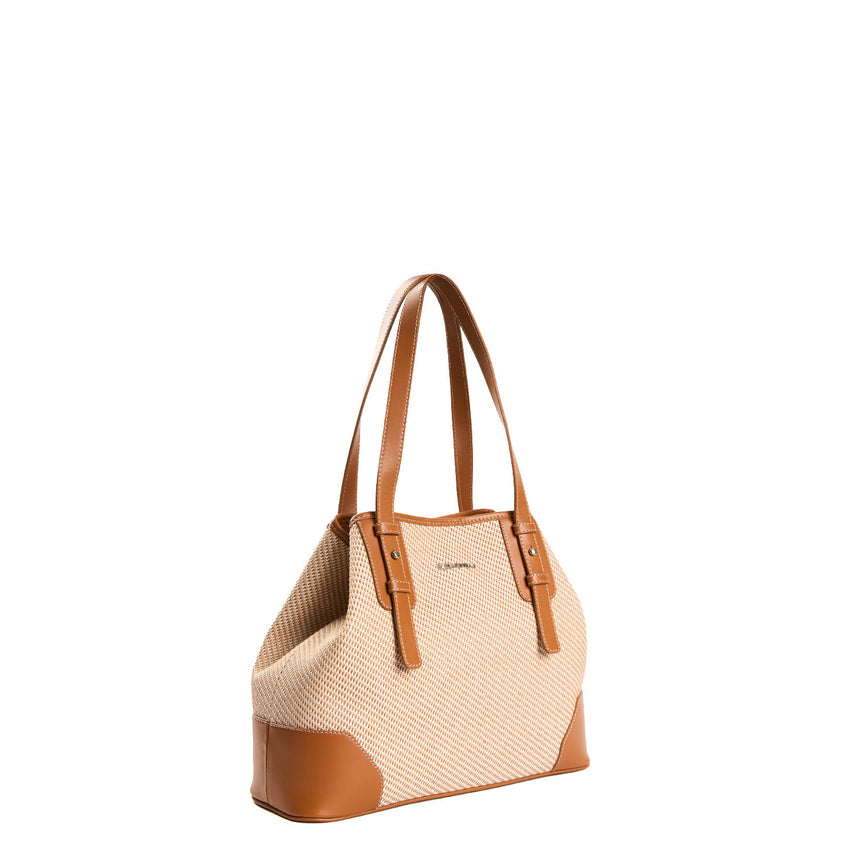 LIGHT BROWN MIDI TOTE BAG