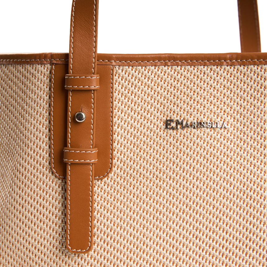 LIGHT BROWN MIDI TOTE BAG