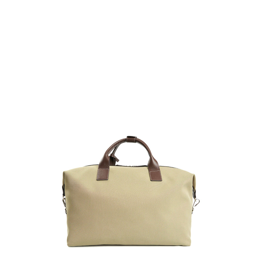 OLIVE GREEN AND DARK BROWN TRAVEL BAG