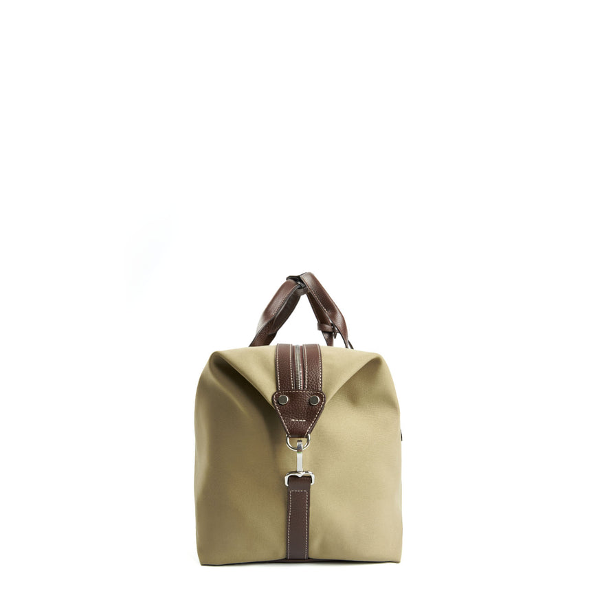 OLIVE GREEN AND DARK BROWN TRAVEL BAG